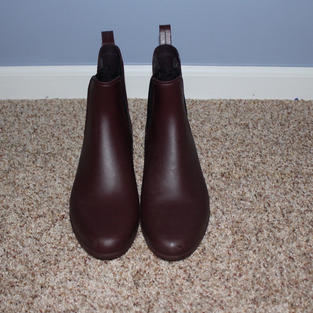 Jcrew maroon rain boots